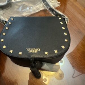 Victoria's Secret Black Crossbody Bag with Gold Studs
